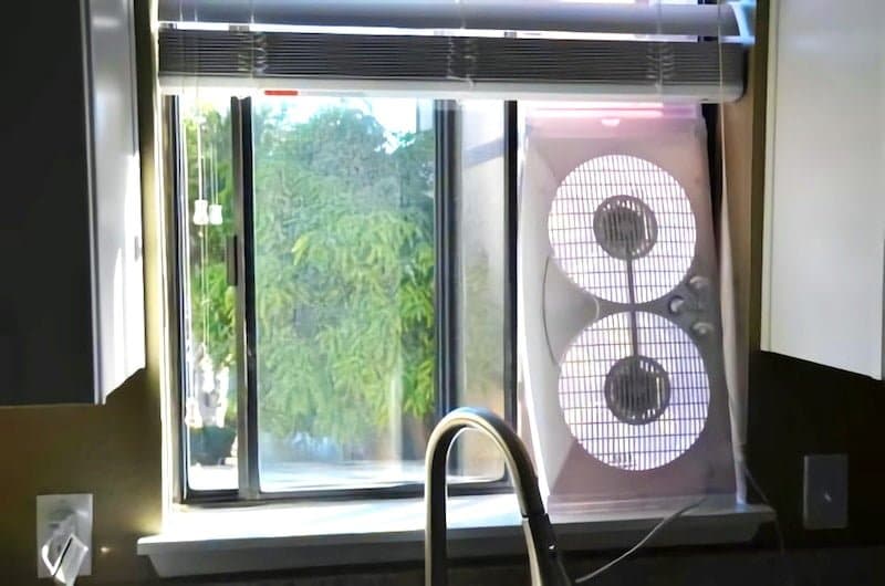 A window with a cassette tape in it.