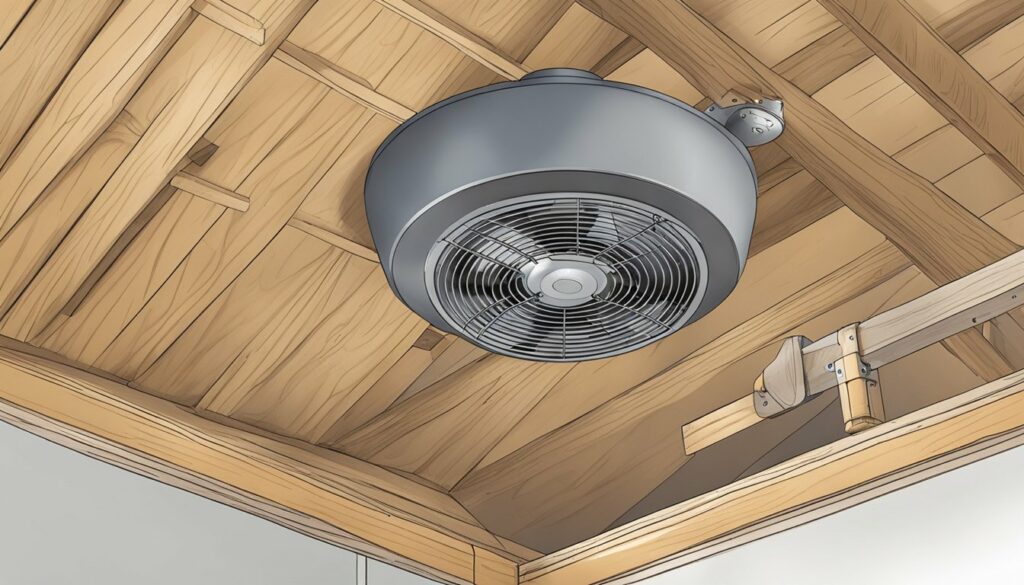How to install a ceiling fan in a shed.